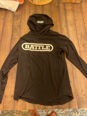 Logo Black Long Sleeve Hoodie Tee